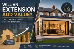 Will an Extension Add Value? Modern rear house extension showing how a well-designed home extension can increase property value, create extra living space, and improve return on investment.