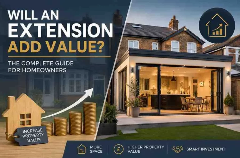Will an Extension Add Value? Modern rear house extension showing how a well-designed home extension can increase property value, create extra living space, and improve return on investment.
