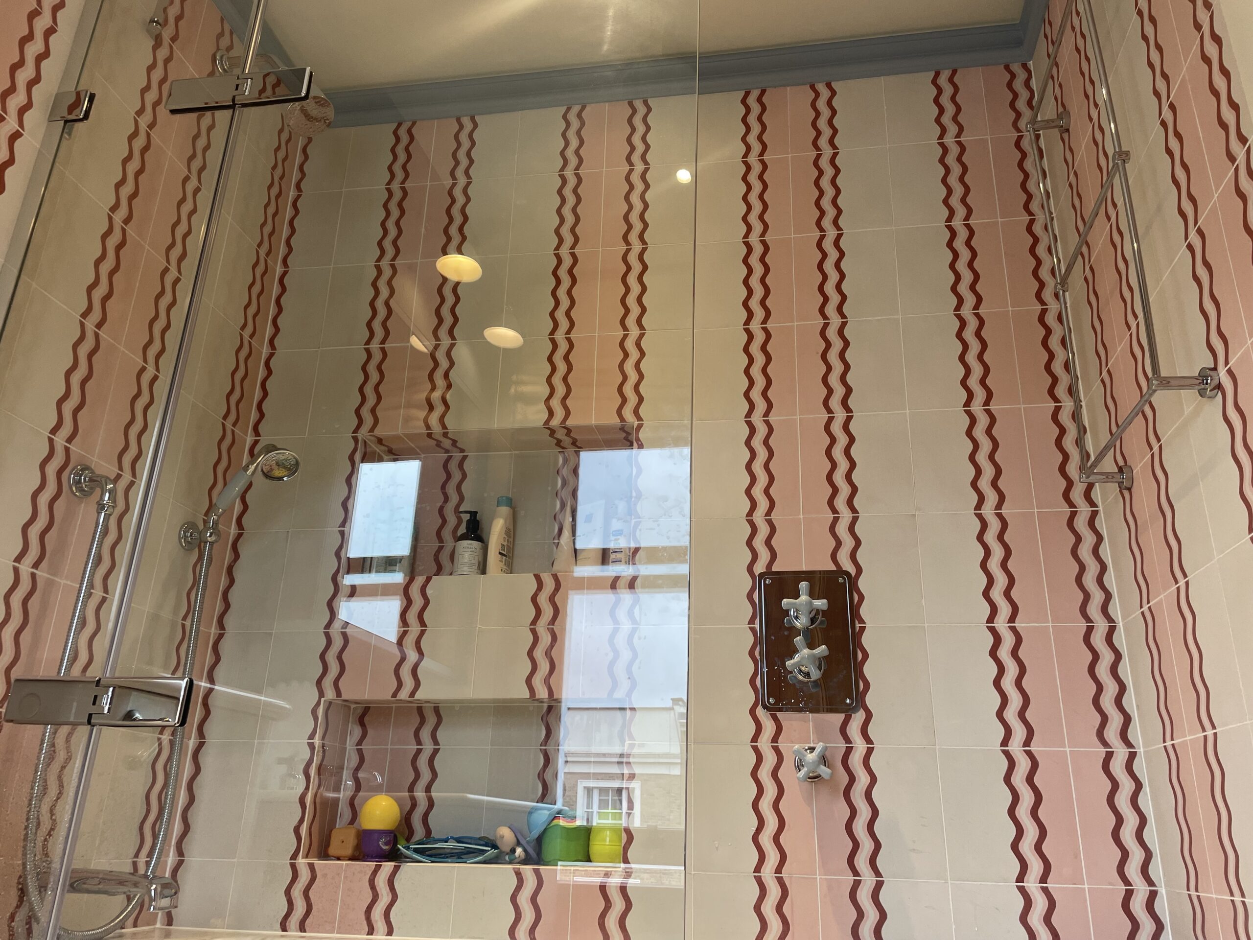 Modern bespoke bathroom with glass shower
